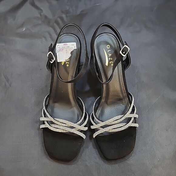 BRAND NEW GLAZE WOMEN’S BLOCK-HEEL RHINESTONES CRISS-CROSS STRAP SANDAL - Picture 3 of 16